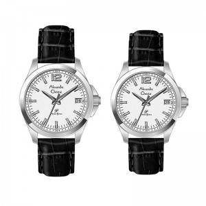 Alexandre Christie AC 1031 Silver White Leather Couple